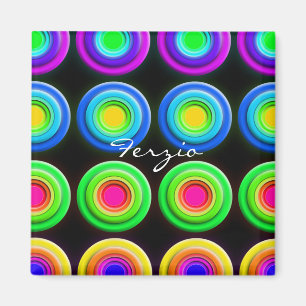 Funky Colorful 3D Circles Magneet