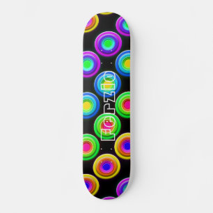 Funky Colorful 3D Circles Skateboard