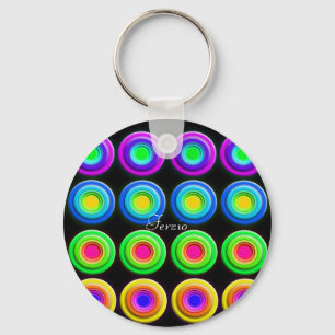 Funky Colorful 3D Circles Sleutelhanger