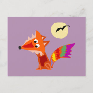 Funky Colorful Red Fox Art Design Briefkaart