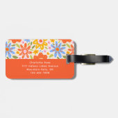 Funky Colorful Retro Monogram Bagagelabel (Achterkant horizontaal)