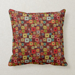 Funky Colorful Retro Squares Pillow Kussen