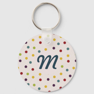Funky Colorful Stippen Pattern Monogram Sleutelhanger