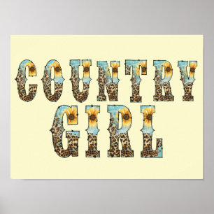 Funky Country Girls Typografie Poster