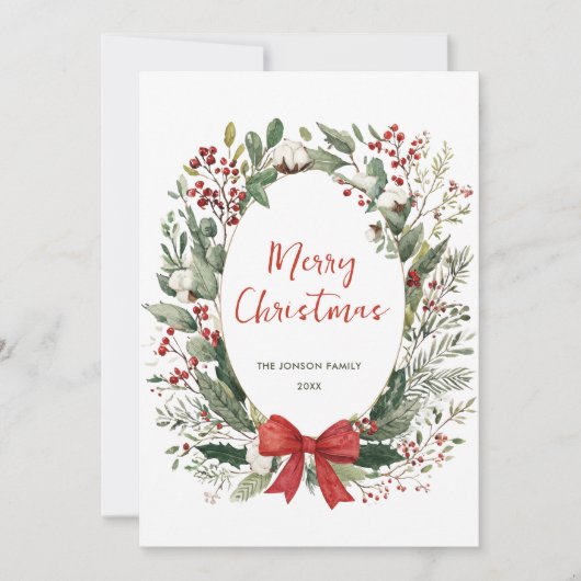 Funky Country Retro Boho Christmas Wreath Holiday Feestdagenkaart (Voorkant)