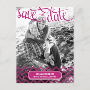 Funky Couple Save The Date Briefkaart - Helderroze