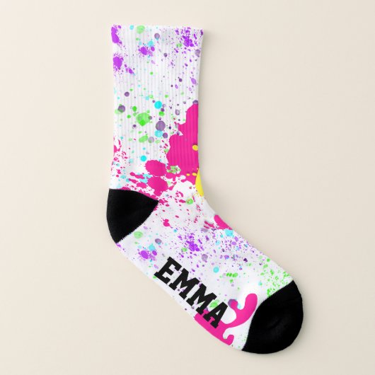 Funky Custom Name Paint Splatter Sokken (Rechts - buiten)