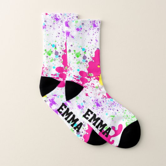 Funky Custom Name Paint Splatter Sokken (Paar)
