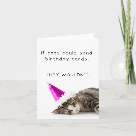 Funky Cute Bored Chat Carte Anniversaire (Devant)