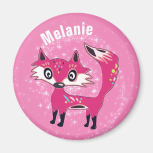 Funky Cute Pink Fox aangepast Magneet