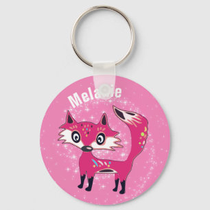 Funky Cute Pink Fox aangepast Sleutelhanger