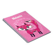 Funky Cute Pink Fox Personalised Notitieboek (Rechterzijde)