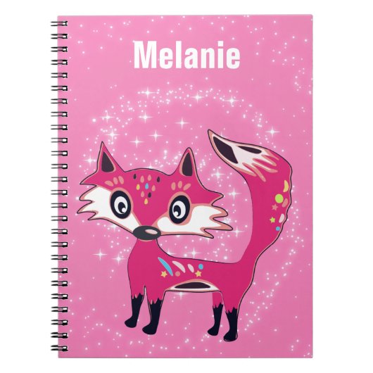 Funky Cute Pink Fox Personalised Notitieboek (Voorkant)