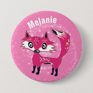 Funky Cute Roze Vos Persoonlijk Ronde Button 7,6 Cm