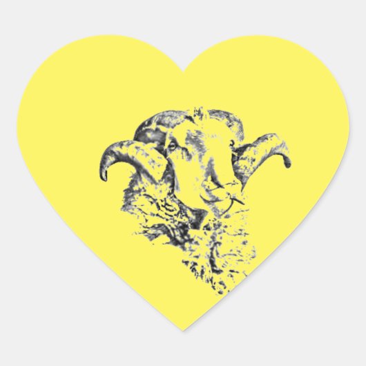 Funky Cute Sheep Ram Hart Sticker (Voorkant)