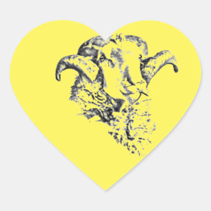 Funky Cute Sheep Ram Hart Sticker