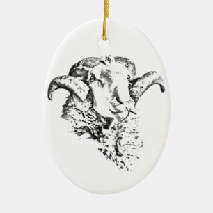 Funky Cute Sheep Ram Keramisch Ornament
