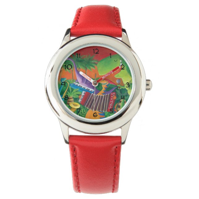 Funky Dinosaur Band Horloge (Voorkant)