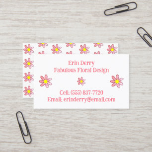Funky Distress Pink Flowers Visitekaartjes