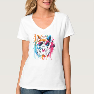Funky Dog in Shades & Hoofdtelefoon T-Shirt