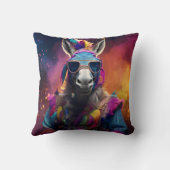 Funky Donkey Blue Glasses Kussen (Achterkant)