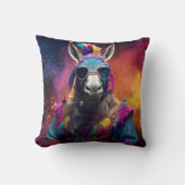 Funky Donkey Blue Glasses Kussen (Voorkant)