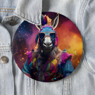 Funky Donkey Blue Glasses Ronde Button 6,0 Cm