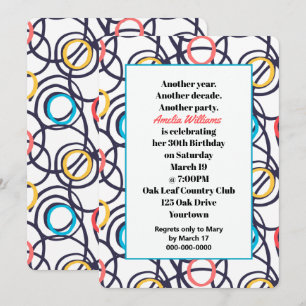 Funky Doodles 30th Birthday Party Kaart