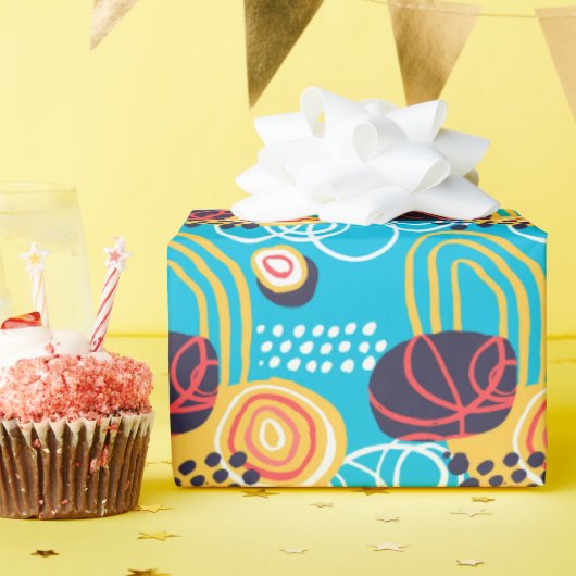 Funky Doodles on Aqua Cadeaupapier (Verjaardagsfeest)