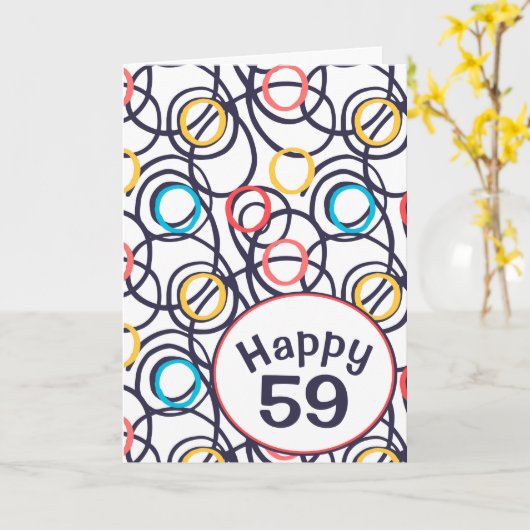 Funky Doodles voor 59th Birthday Card Kaart (Gele Bloem)
