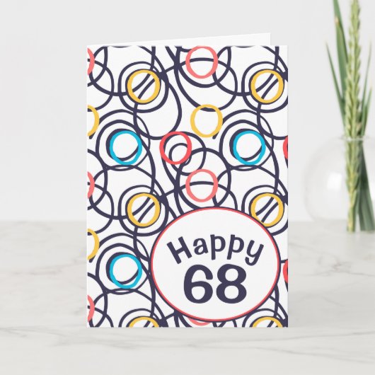 Funky Doodles voor 68ste verjaardag Kaart (Voorkant)
