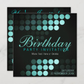 Funky Dots Blues Anniversaire Fête Invitation (Devant / Derrière)