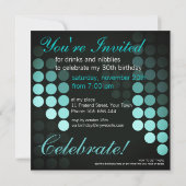 Funky Dots Blues Anniversaire Fête Invitation (Dos)