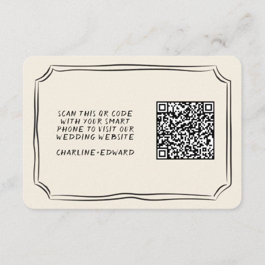 Funky Drawing Wedding Website | RSVP QR Informatiekaartje (Achterkant)