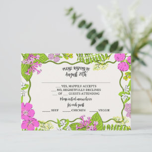 Funky Drawn Tropical Destination RSVP kaarten
