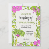 Funky Drawn Tropical Floral Wedding Kaart (Voorkant)