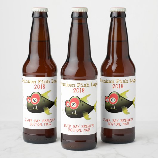 Funky Drunken Fish Custom Bière Étiquette (Bouteilles)