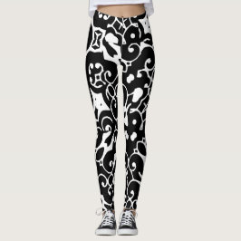 Funky Ebony White Abstract 4Helen Leggings