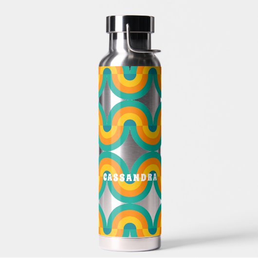 Funky eclectische retro halve cirkels kunst patroo waterfles (Links)