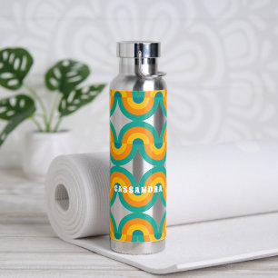 Funky eclectische retro halve cirkels kunst patroo waterfles