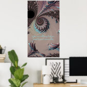 Funky Edgy Metallic Fractal Abstract voegt een cit Poster (Thuiskantoor)