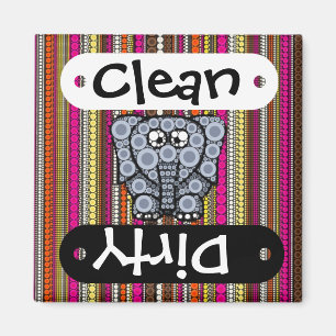 Funky Elephant Circle Mosaic met Stripes Magneet