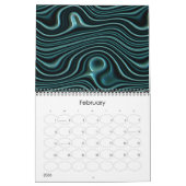 Funky Fantasy Waves 3D Moderne Art Design Kalender (Feb 2026)