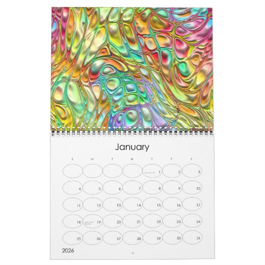 Funky Fantasy Waves 3D Moderne Art Design Kalender (Jan 2026)