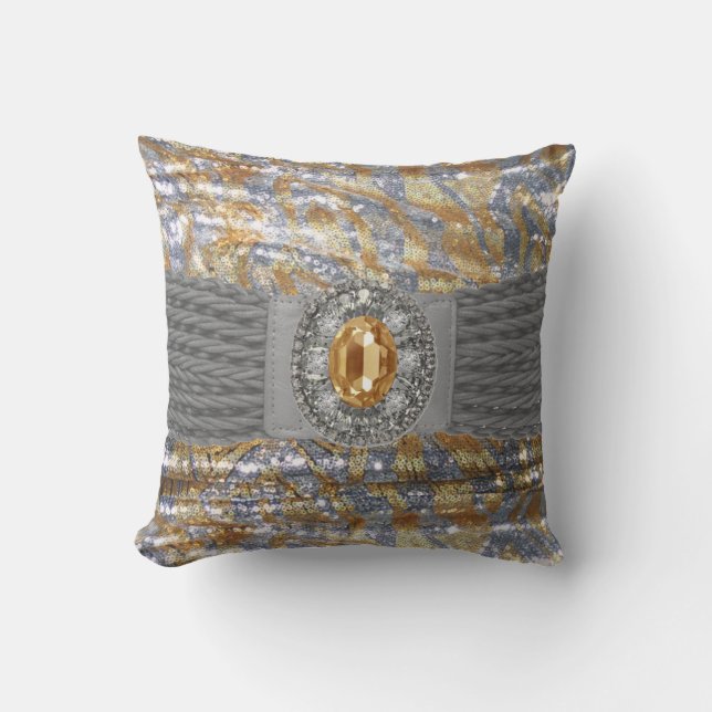 Funky Faux Sequin Rhinestone Mojo Pillow Kussen (Voorkant)