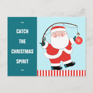 Funky Fishing Christmas Holiday Carte postale