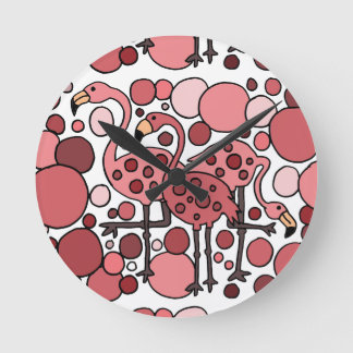 Funky Flamingo Art Ronde Klok
