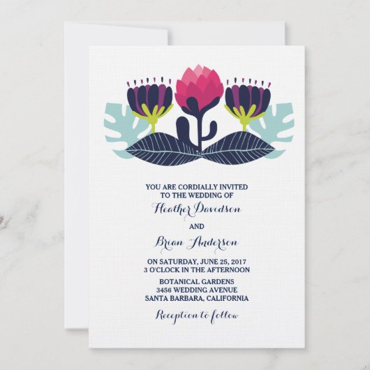 Funky Floral Faire-part de mariage (Devant)