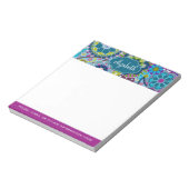 Funky Floral Pattern met aangepaste naam Notitieblok (Gedraaid)