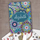Funky Floral Pattern met aangepaste naam Pokerkaarten